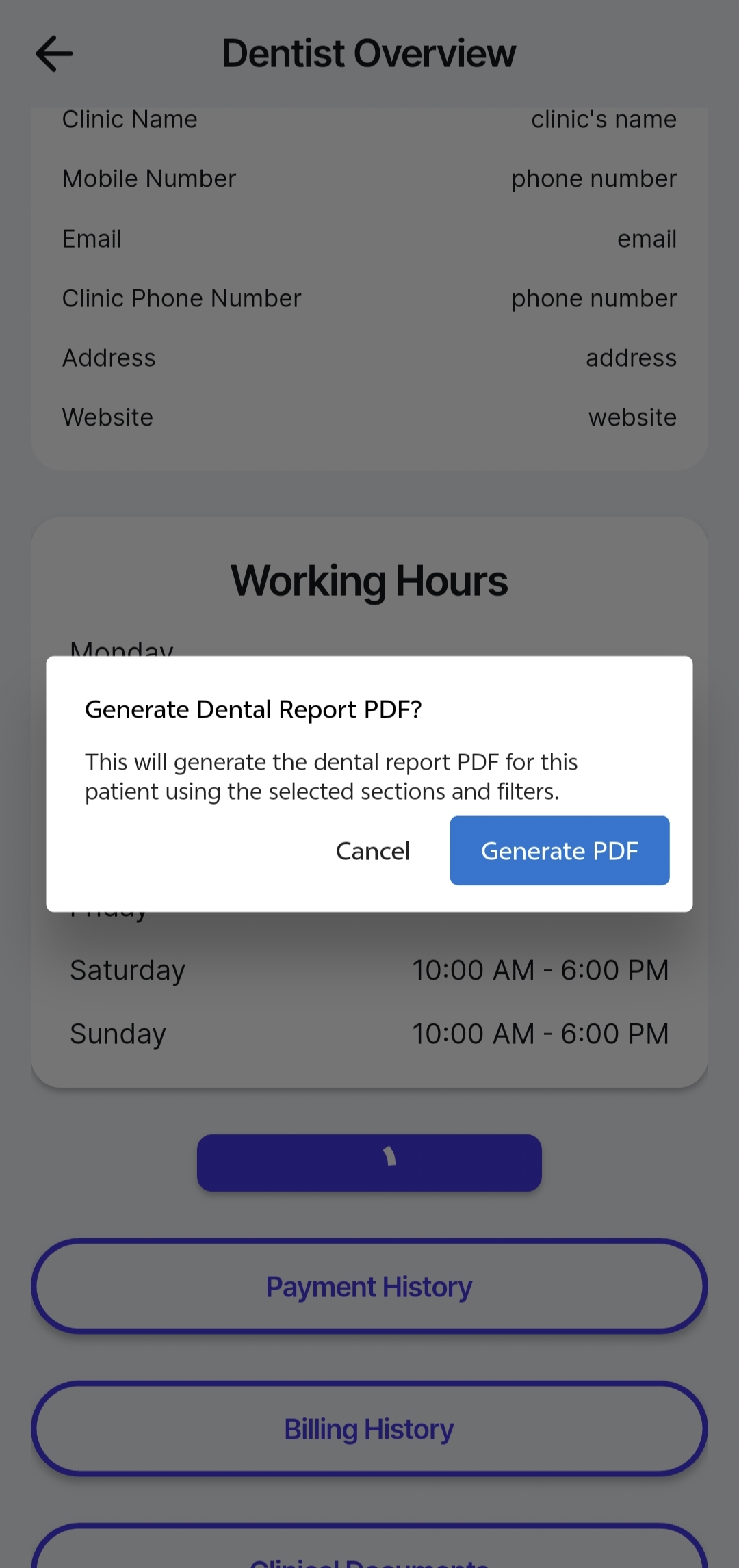 dental report web